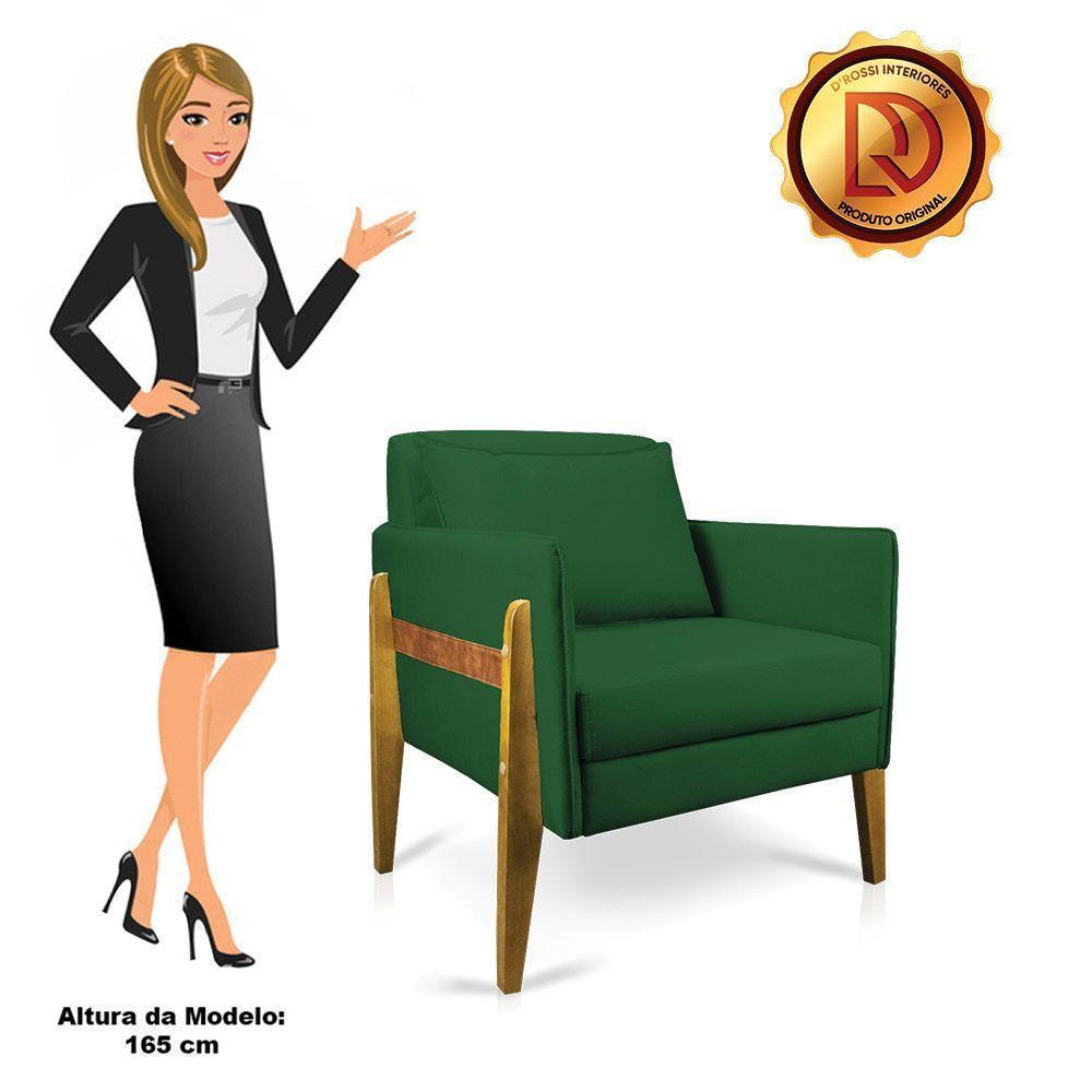 Poltrona Lana Suede Base De Madeira - D'Rossi Verde - 4