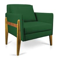 Poltrona Lana Suede Base De Madeira - D'Rossi Verde - 1