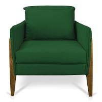 Poltrona Lana Suede Base De Madeira - D'Rossi Verde - 6