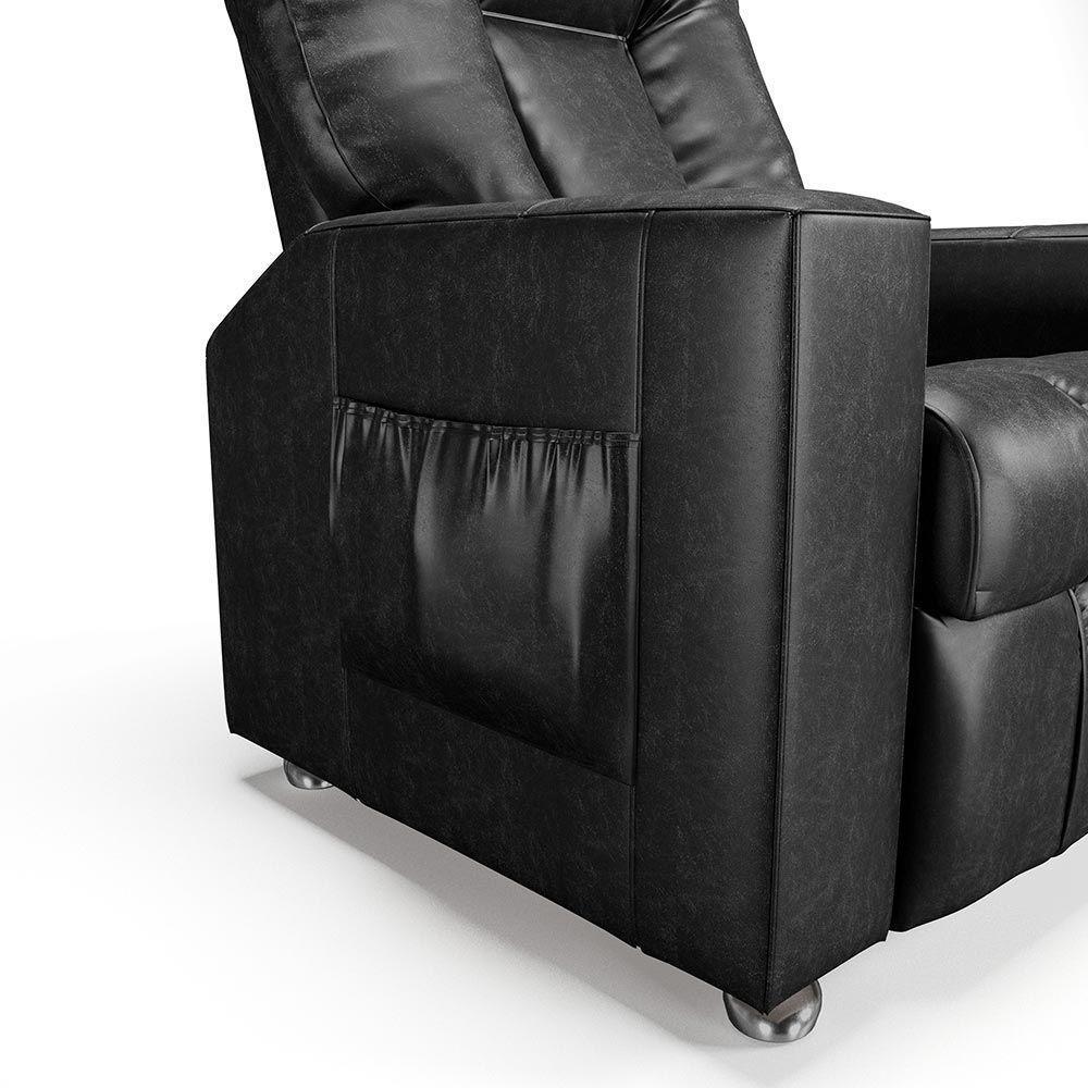 Poltrona Do Papai Reclinável Sala De Cinema Pequim Manual Pu Preto G23 - Gran Belo - 3