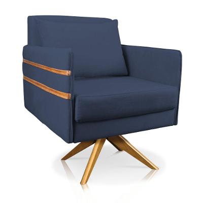 Poltrona Giratória Mari Suede Azul D'Rossi