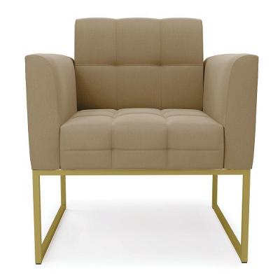 Poltrona Elisa Suede Marrom Rato Base Metálica Industrial Dourada - D'rossi