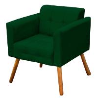Poltrona Elisa Suede Verde Pés Palito Castanho - 2