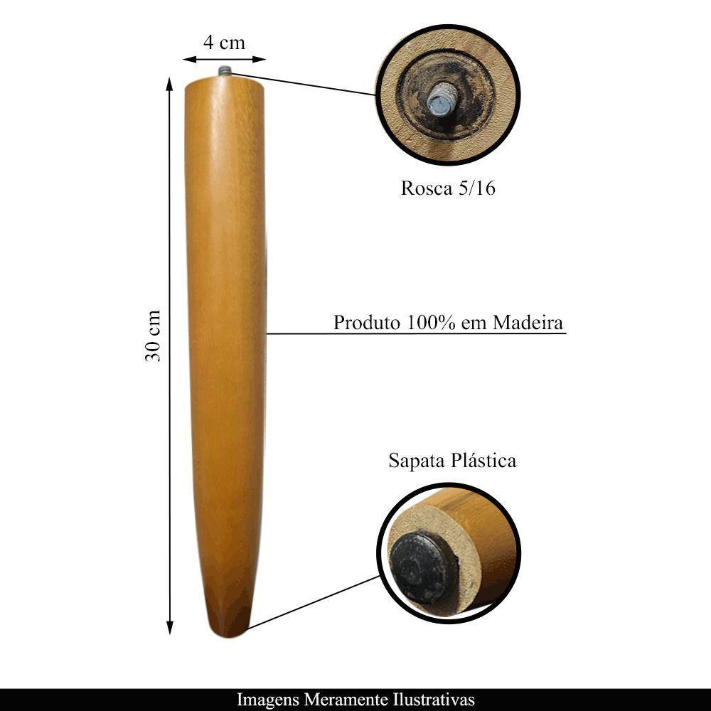 Pé Palito Madeira 30Cm Para Poltrona Mesa Lateral Puff Mel G75 - Gran Belo - 7