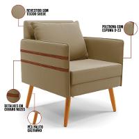 Kit 01 Namoradeira E 02 Poltronas Suede Castanho Marrom Rato - 7