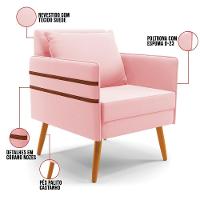 Kit 01 Namoradeira E 02 Poltronas Suede Castanho Rosa Bebê