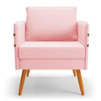 Kit 01 Namoradeira E 02 Poltronas Suede Castanho Rosa Bebê - 6