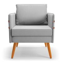 Kit 01 Namoradeira E 02 Poltronas Suede Cinza Castanho - 6