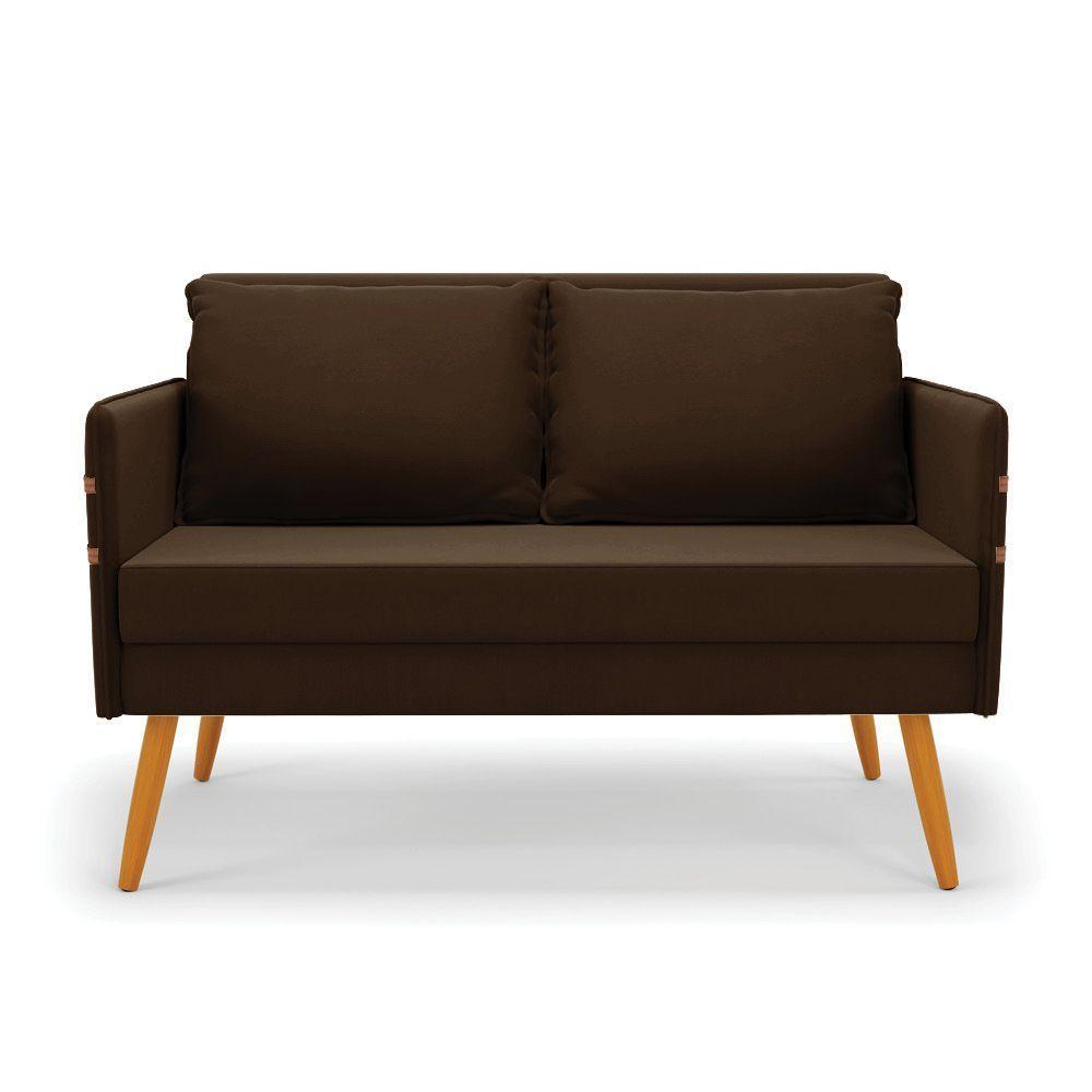Kit 01 Namoradeira E 01 Poltrona Suede Marrom Castanho - 7