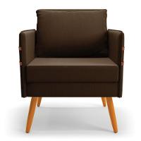 Kit 01 Namoradeira E 01 Poltrona Suede Marrom Castanho - 6