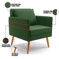 Kit 01 Namoradeira E 01 Poltrona Suede Castanho Verde
