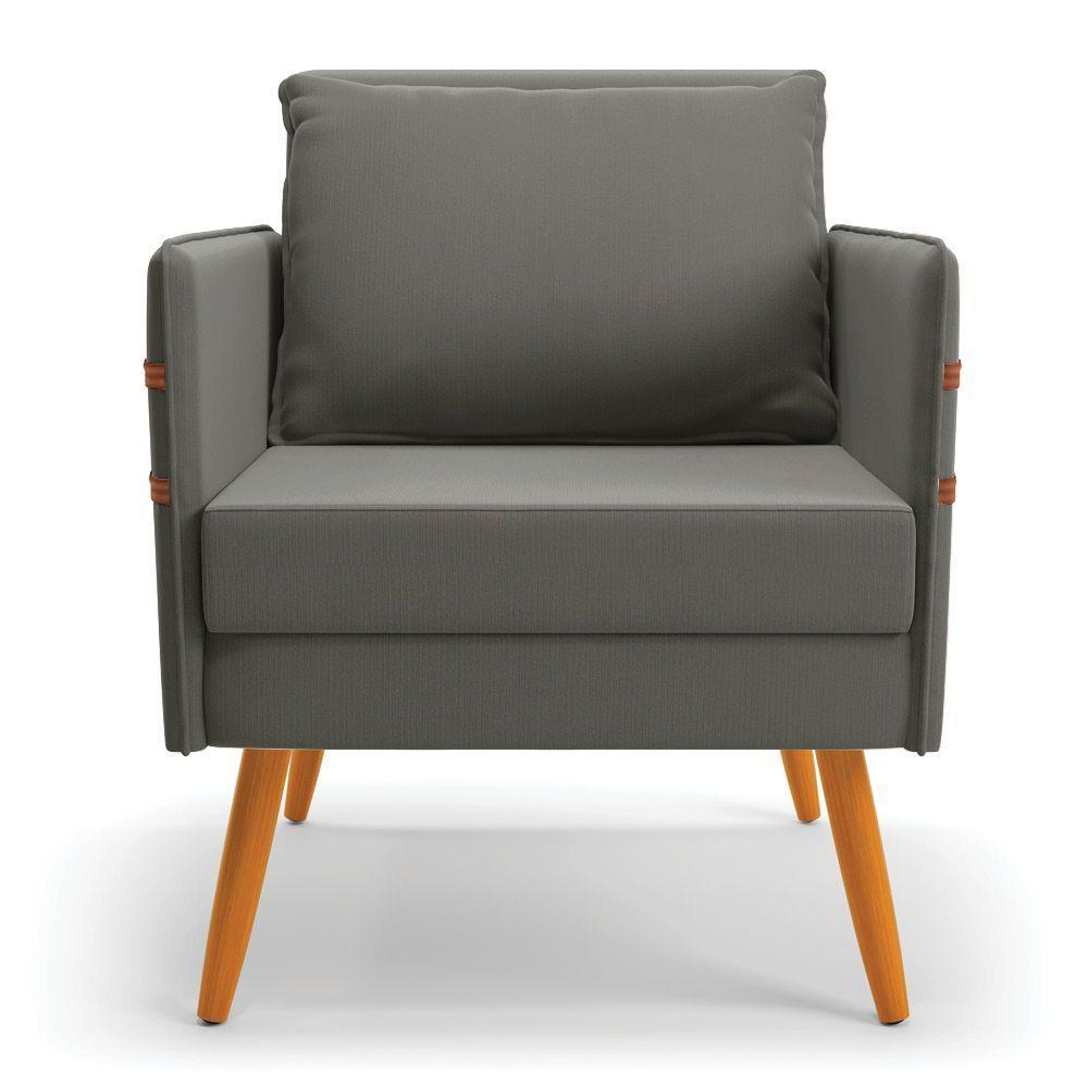 Kit 01 Namoradeira E 01 Poltrona Suede Grafite Castanho - 6