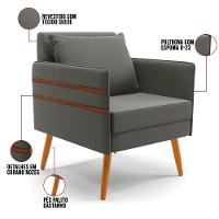 Kit 01 Namoradeira E 01 Poltrona Suede Grafite Castanho