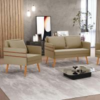 Kit 01 Namoradeira E 01 Poltrona Suede Castanho Marrom Rato - 7