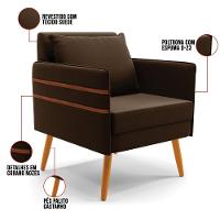 Kit 01 Namoradeira E 01 Poltrona Suede Castanho Marrom