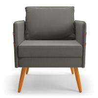 Kit 01 Namoradeira E 01 Poltrona Suede Castanho Grafite - 11