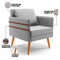 Kit 01 Namoradeira E 01 Poltrona Suede Castanho Cinza