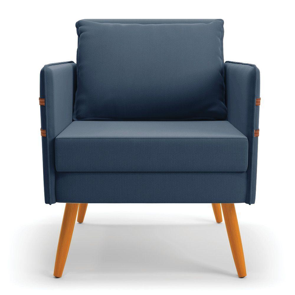 Kit 01 Namoradeira E 01 Poltrona Suede Castanho Azulnho - 6