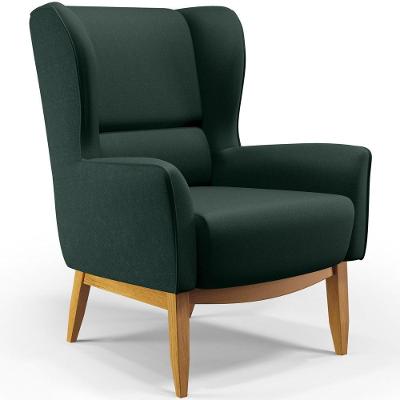 Kit 02 Poltronas Base De Madeira Milena D02 Verde C-117