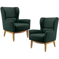 Kit 02 Poltronas Base De Madeira Milena D02 Verde C-117 - 1