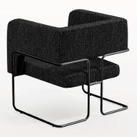 Kit 02 Poltronas Base De Aço Preto Linho Chumbo D-465 - 2