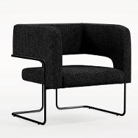 Kit 02 Poltronas Base De Aço Preto Linho Chumbo D-465 - 7