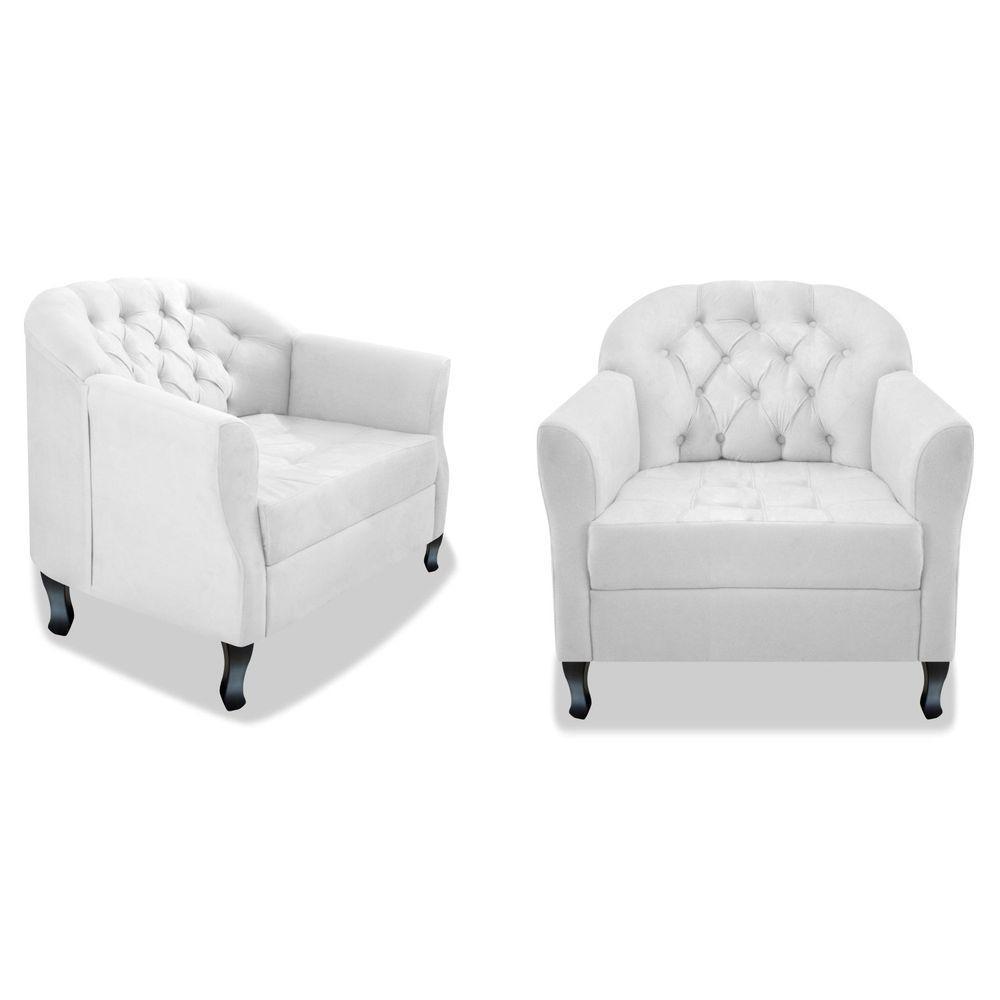 Kit 02 Poltrona Julia A02 Suede - Adj Decor Cor Branco - 1