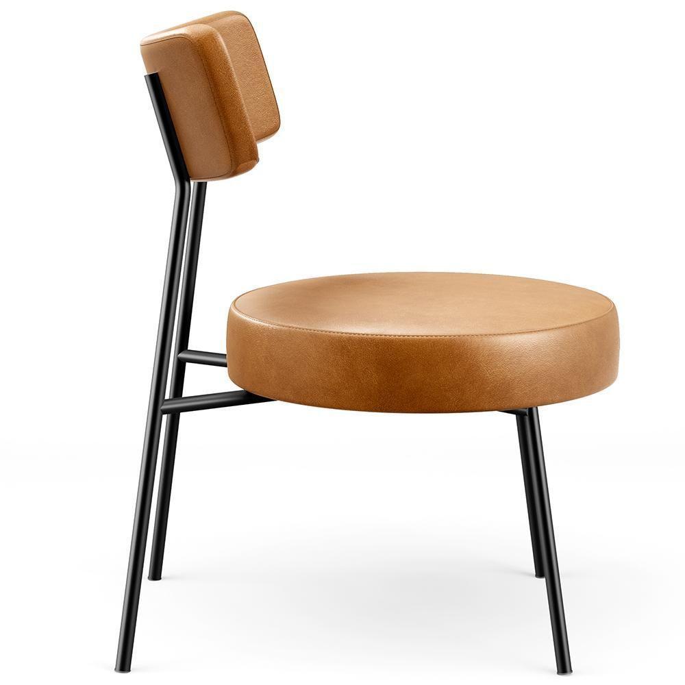 Kit 02 Poltronas Decorativas Para Sala De Estar Base Fixa Londres F01 Couríssimo Whisky - Lyam Decor - 3