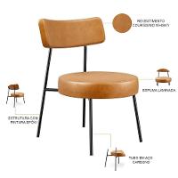 Kit 02 Poltronas Decorativas Para Sala De Estar Base Fixa Londres F01 Couríssimo Whisky - Lyam Decor - 6