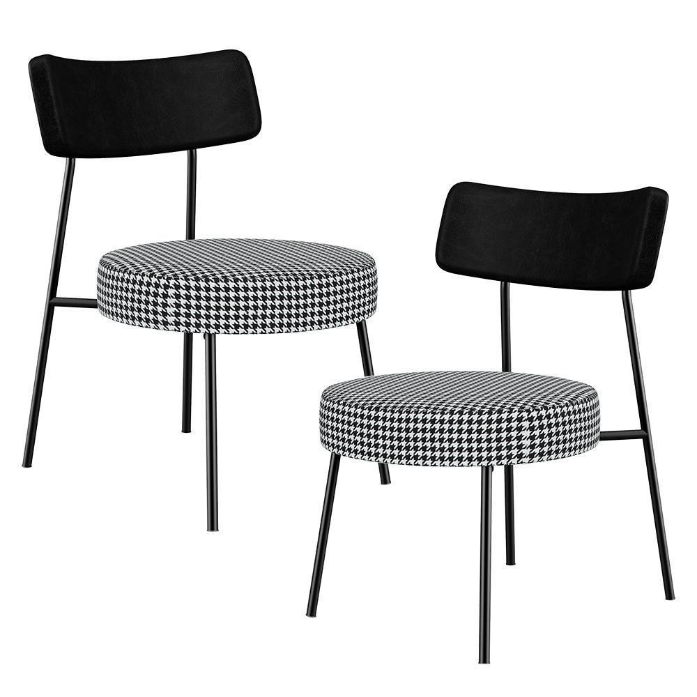 Kit 02 Poltronas Decorativas Para Sala De Estar Base Fixa Londres F01 Pied Poule - Lyam Decor - 1