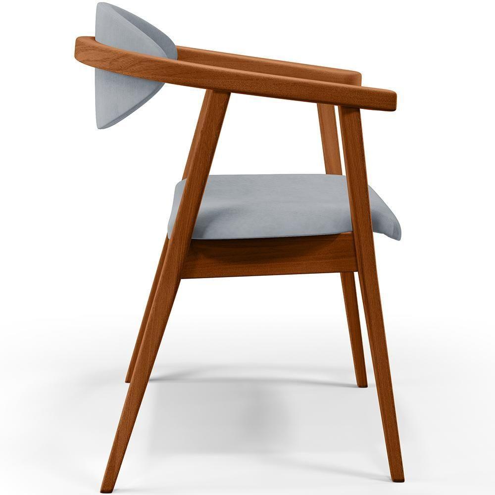 Kit 02 Poltronas Decorativas Para Sala De Estar Jantar Cecília B04 Suede Cinza - Lyam Decor - 3