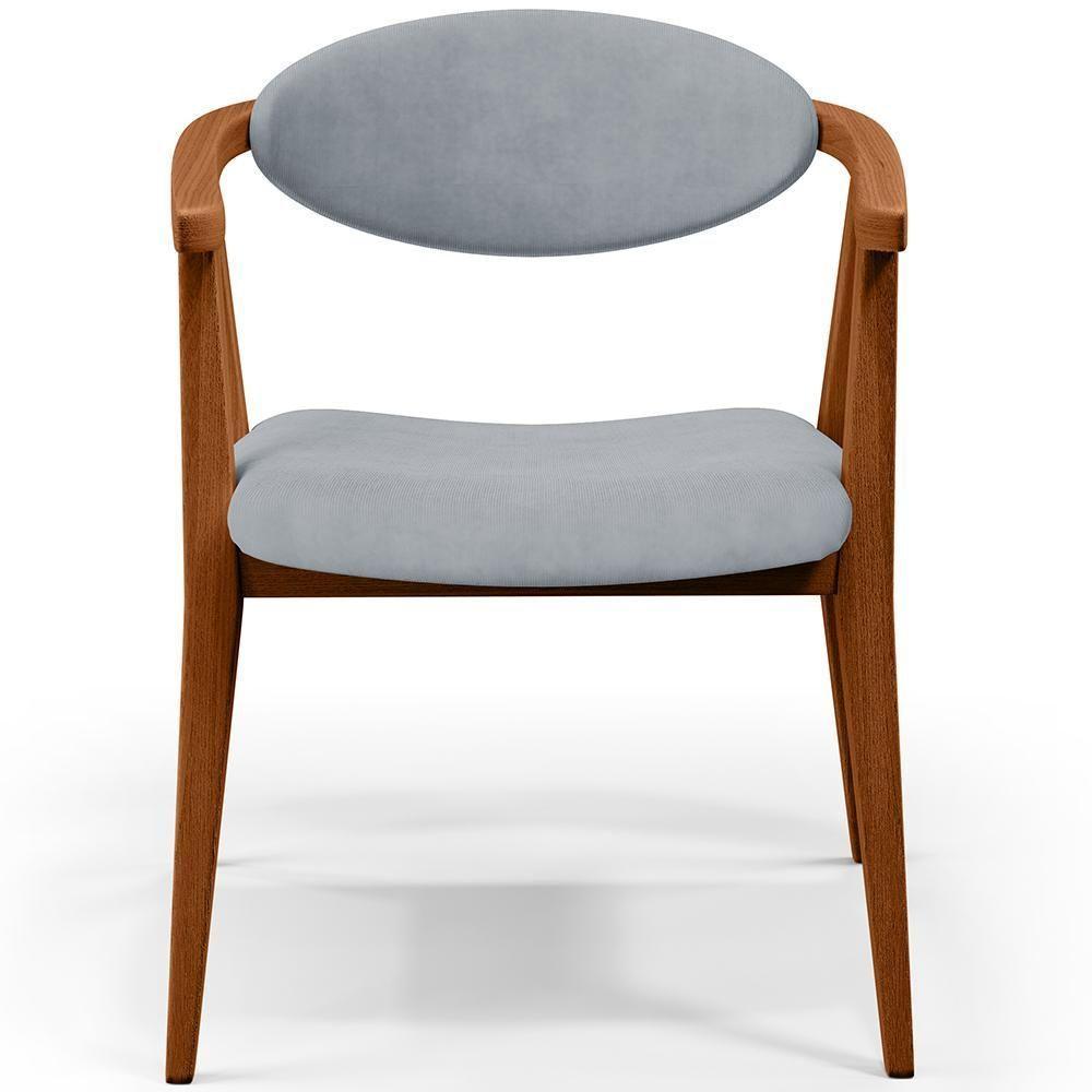 Kit 02 Poltronas Decorativas Para Sala De Estar Jantar Cecília B04 Suede Cinza - Lyam Decor - 5