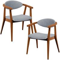 Kit 02 Poltronas Decorativas Para Sala De Estar Jantar Cecília B04 Suede Cinza - Lyam Decor - 1