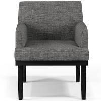 Kit 02 Poltronas Decorativas Sala De Estar Base Preto Beatriz W01 Linho Cinza Escuro - Lyam Decor - 6