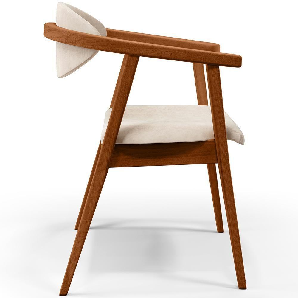 Kit 02 Poltronas Decorativas Para Sala De Estar Jantar Cecília B04 Suede Bege - Lyam Decor - 3