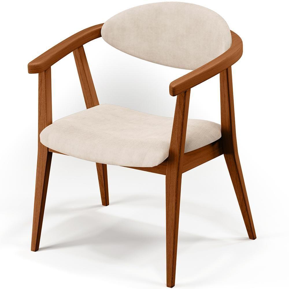 Kit 02 Poltronas Decorativas Para Sala De Estar Jantar Cecília B04 Suede Bege - Lyam Decor - 4