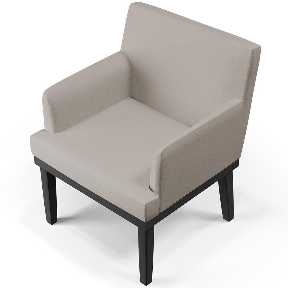 Kit 02 Poltronas Decorativas Sala De Estar Base Preto Beatriz W01 Linho Bege - Lyam Decor - 5