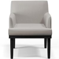 Kit 02 Poltronas Decorativas Sala De Estar Base Preto Beatriz W01 Linho Bege - Lyam Decor - 6