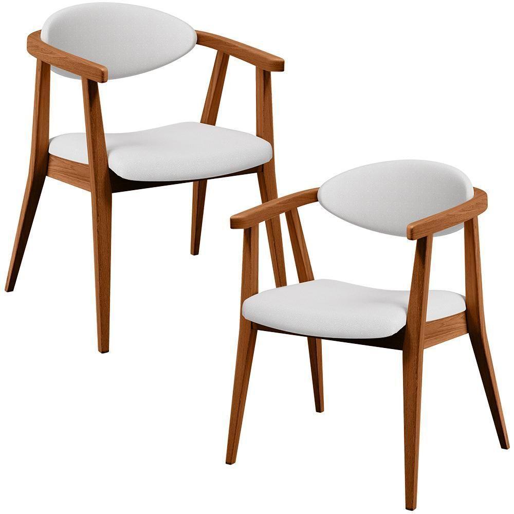 Kit 02 Poltronas Decorativas Para Sala De Estar Jantar Cecília B04 Facto Branco - Lyam Decor - 1