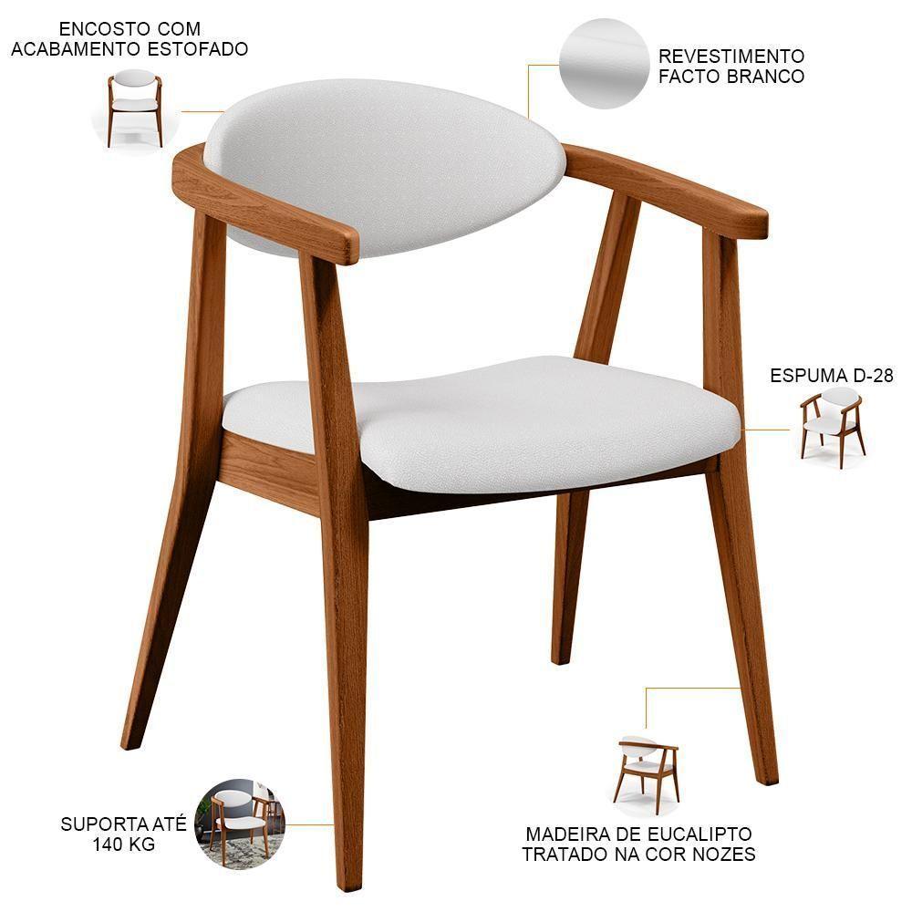 Kit 02 Poltronas Decorativas Para Sala De Estar Jantar Cecília B04 Facto Branco - Lyam Decor - 7