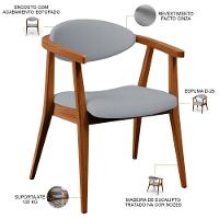 Kit 02 Poltronas Decorativas Para Sala De Estar Jantar Cecília B04 Facto Cinza - Lyam Decor