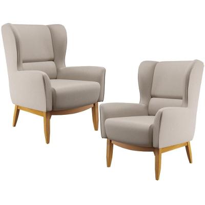 Kit 2 Poltronas Decorativas Milena D02 Bege Lyam Decor