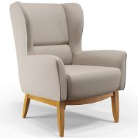 Kit 02 Poltronas Fixa Base De Madeira Milena D02 Bege C-107 - 19