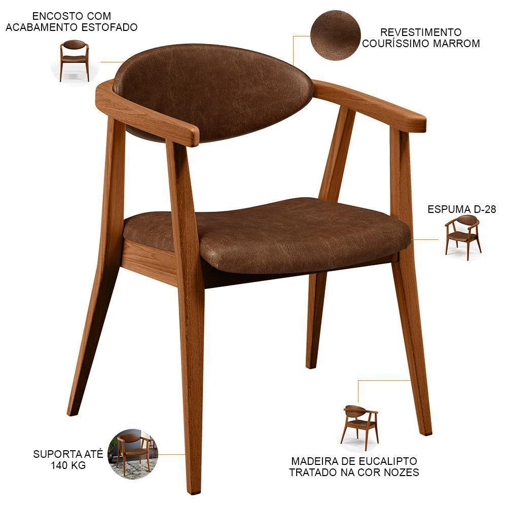 Kit 02 Poltronas Decorativas Para Sala De Estar Jantar Cecília B04 Couríssimo Marrom - Lyam Decor - 8