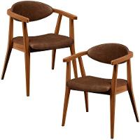 Kit 02 Poltronas Decorativas Para Sala De Estar Jantar Cecília B04 Couríssimo Marrom - Lyam Decor - 1