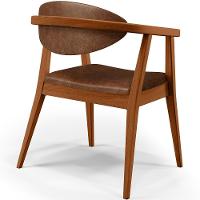 Kit 02 Poltronas Decorativas Para Sala De Estar Jantar Cecília B04 Couríssimo Marrom - Lyam Decor