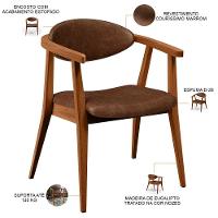 Kit 02 Poltronas Decorativas Para Sala De Estar Jantar Cecília B04 Couríssimo Marrom - Lyam Decor - 13