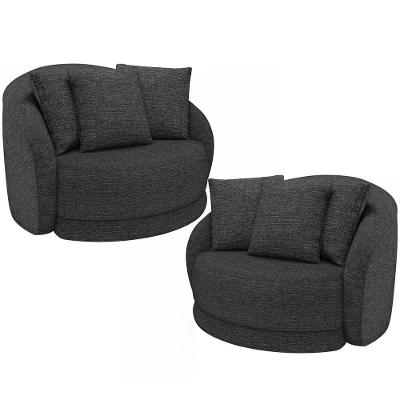 Kit 2 Poltronas Decorativas Witta M03 Giratória Linho Cinza Lyam Decor