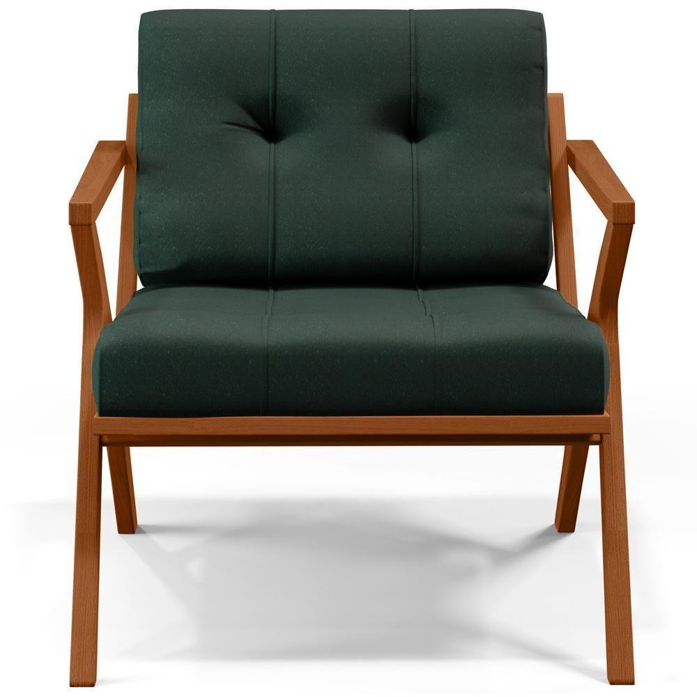 Kit 02 Poltronas Com Cintas Corano Laís Linho Verde Musgo - 5