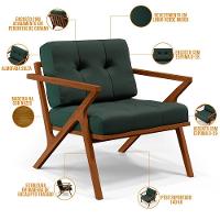 Kit 02 Poltronas Com Cintas Corano Laís Linho Verde Musgo - 7